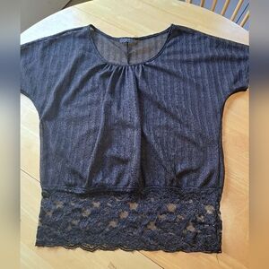 Black/silver/Blue shimmer Top by Deb